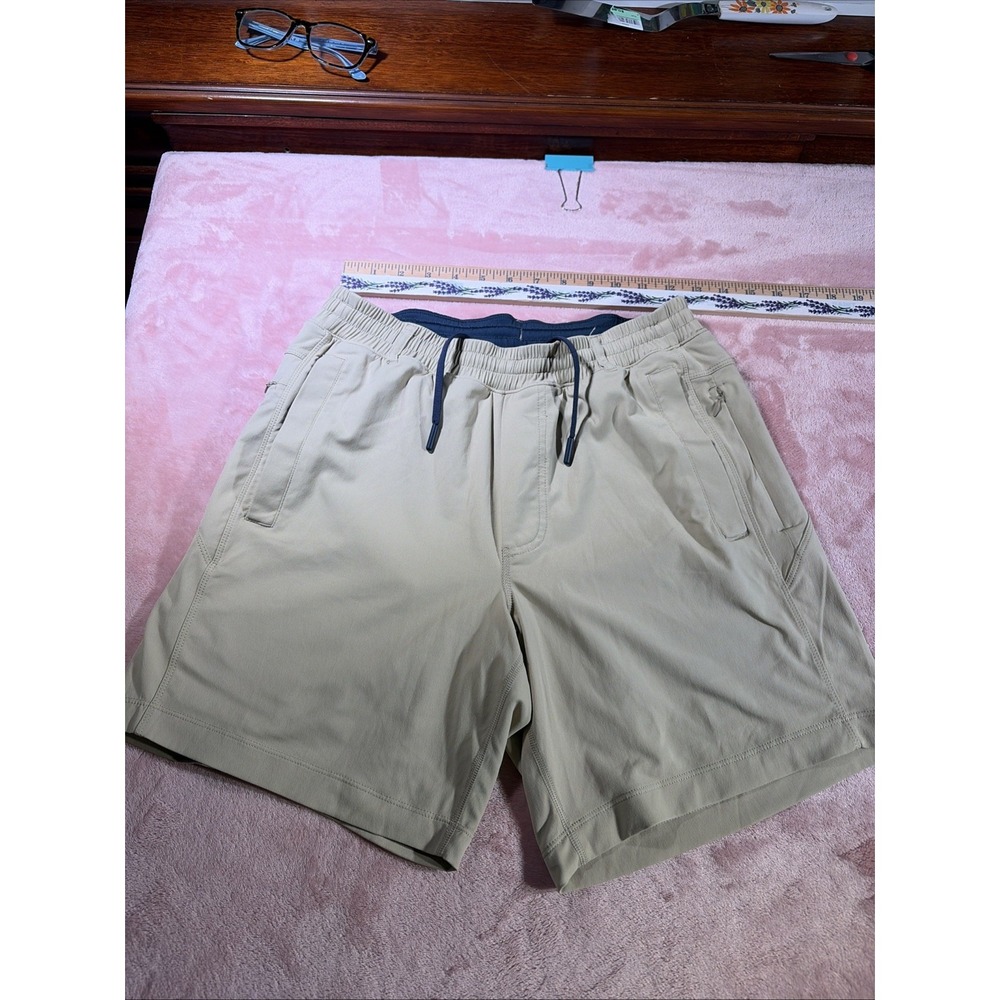 Birddogs Mens Khaki Lined Athletic Gym Shorts Tan Medium 7 Inch Inseam.